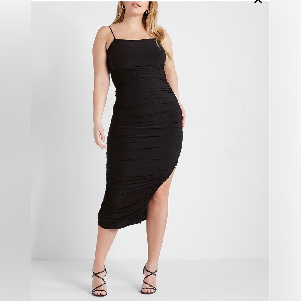 Express great material calf length bodycon